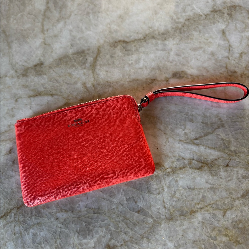 Coach Orange Red Wristlet